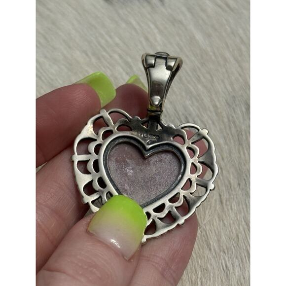 Carolyn Pollack Relios Sterling Silver Pink Rhodochrosite Opal Heart Pendant - Picture 5 of 13